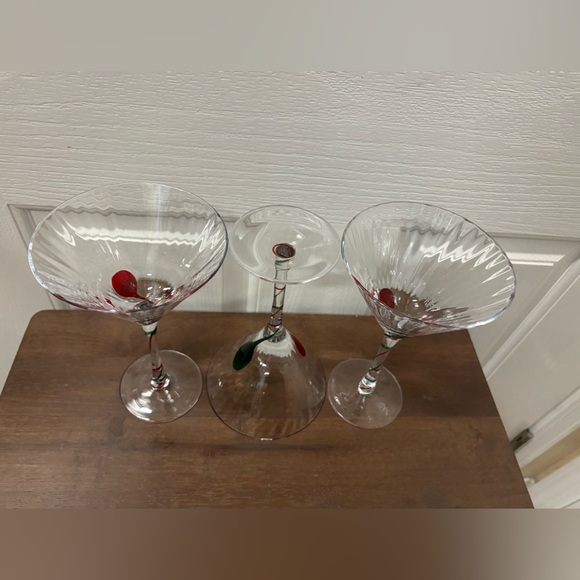 Pier 1 3 Martini Holiday Glasses - Picture 7 of 10